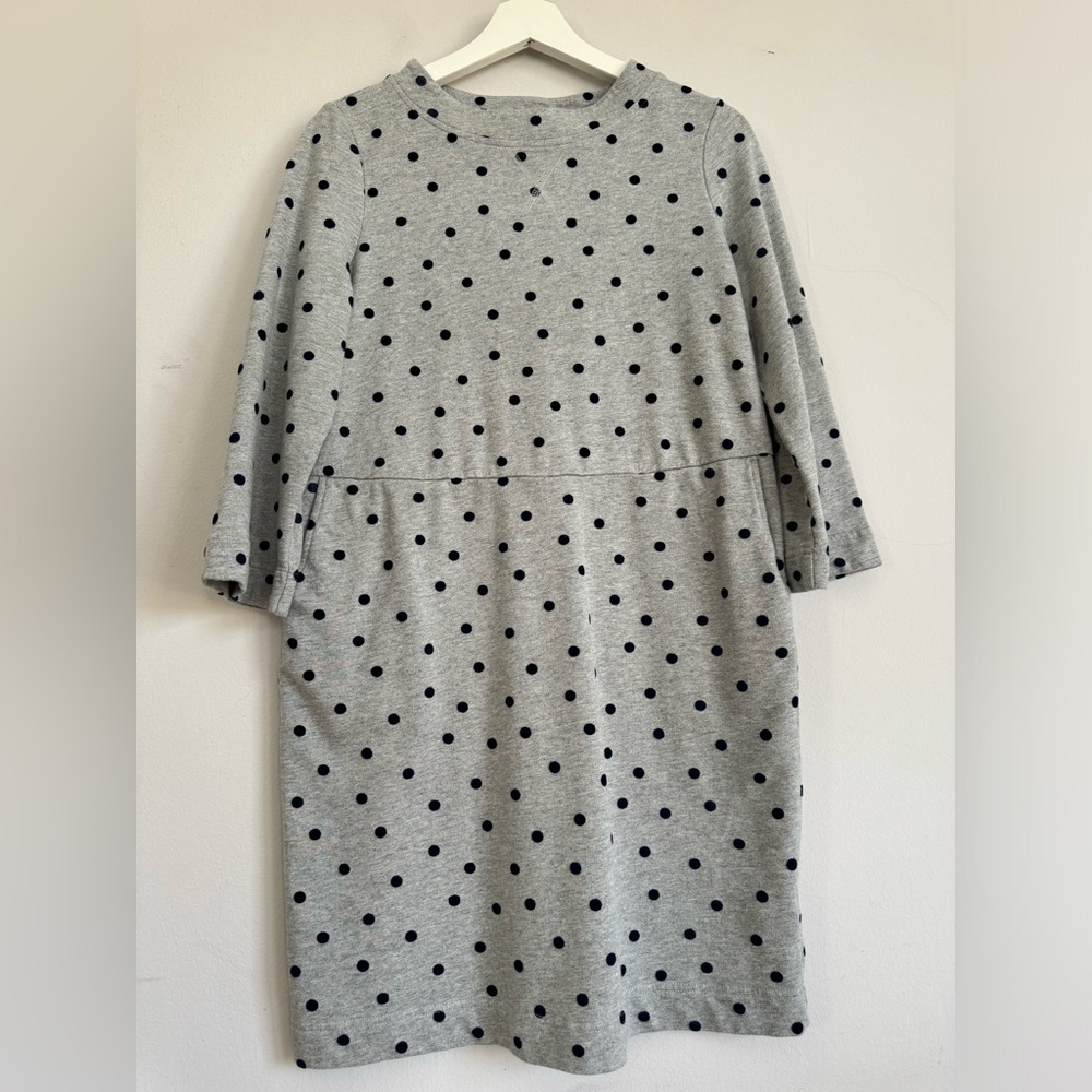Boden Gray  and Naby Dot Sweatshirt Dress with Pockets US 8